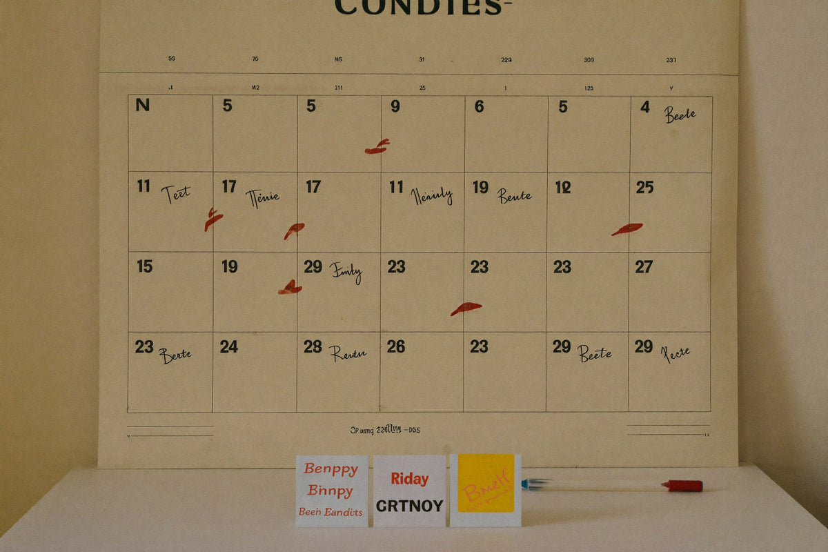 A calendar of birthdays and events