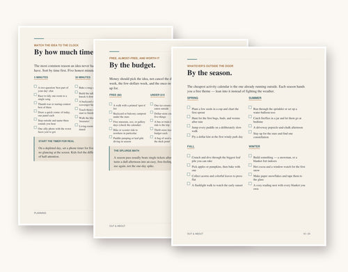 A peek inside Plan & Play â€” the by-time, by-budget and by-season idea pages